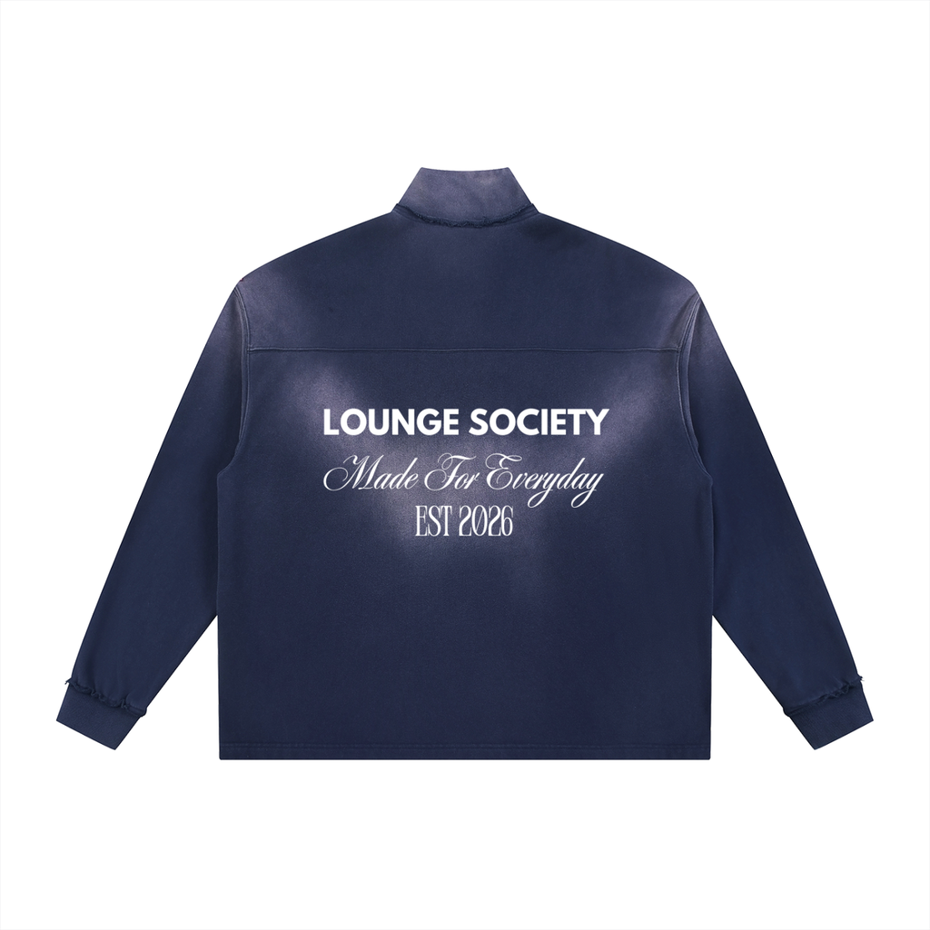 Sun Fade Raw Edge Quarter-Zip Sweatshirt