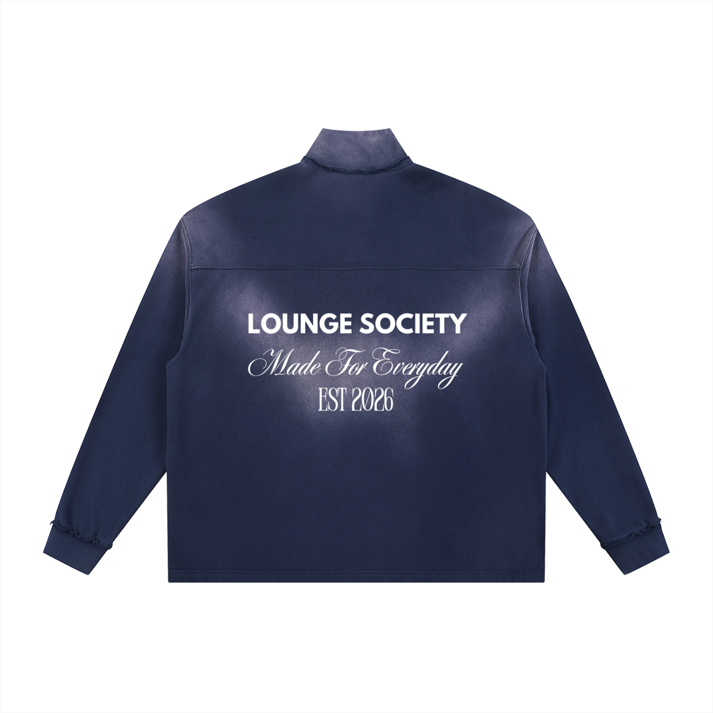 Sun Fade Raw Edge Quarter-Zip Sweatshirt