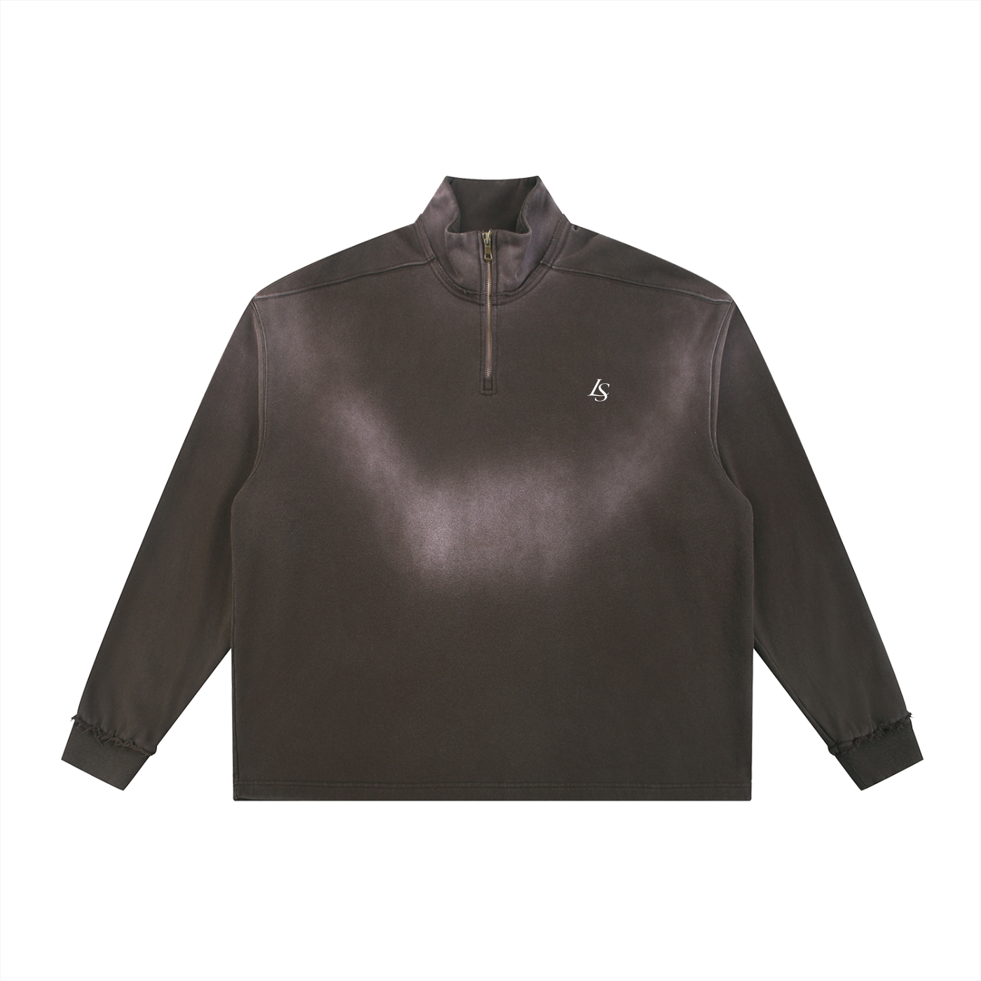 Sun Fade Raw Edge Quarter-Zip Sweatshirt